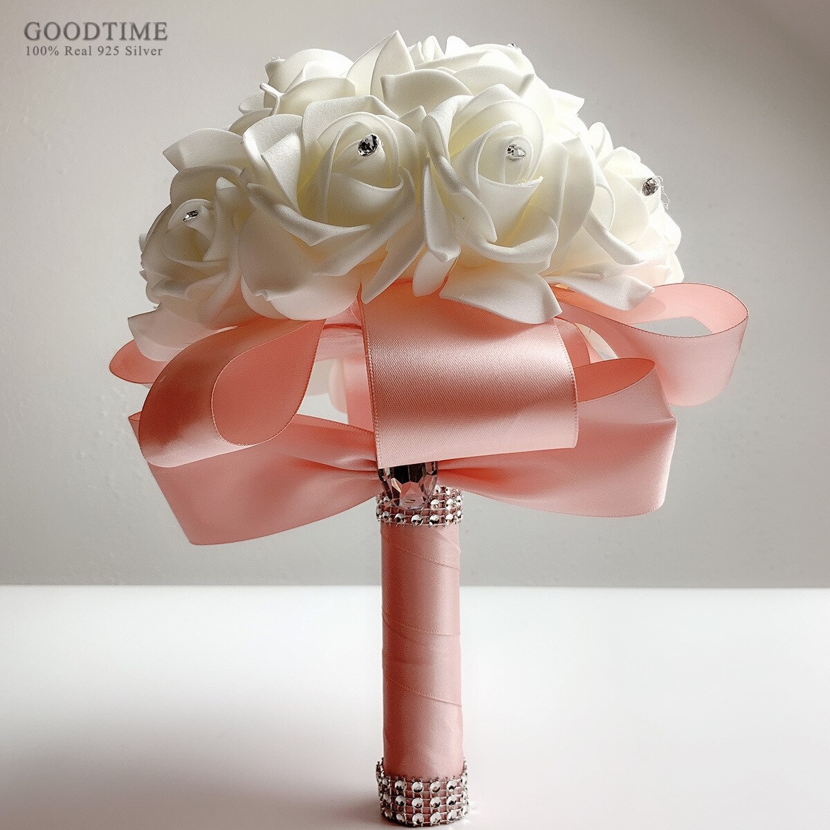 Edle Braut Strauß Braidmaid Hochzeit Schaum Blumen Rose Strauß Band Kristall Hochzeit Strauß Mädchen Braut Hochzeit Zubehör