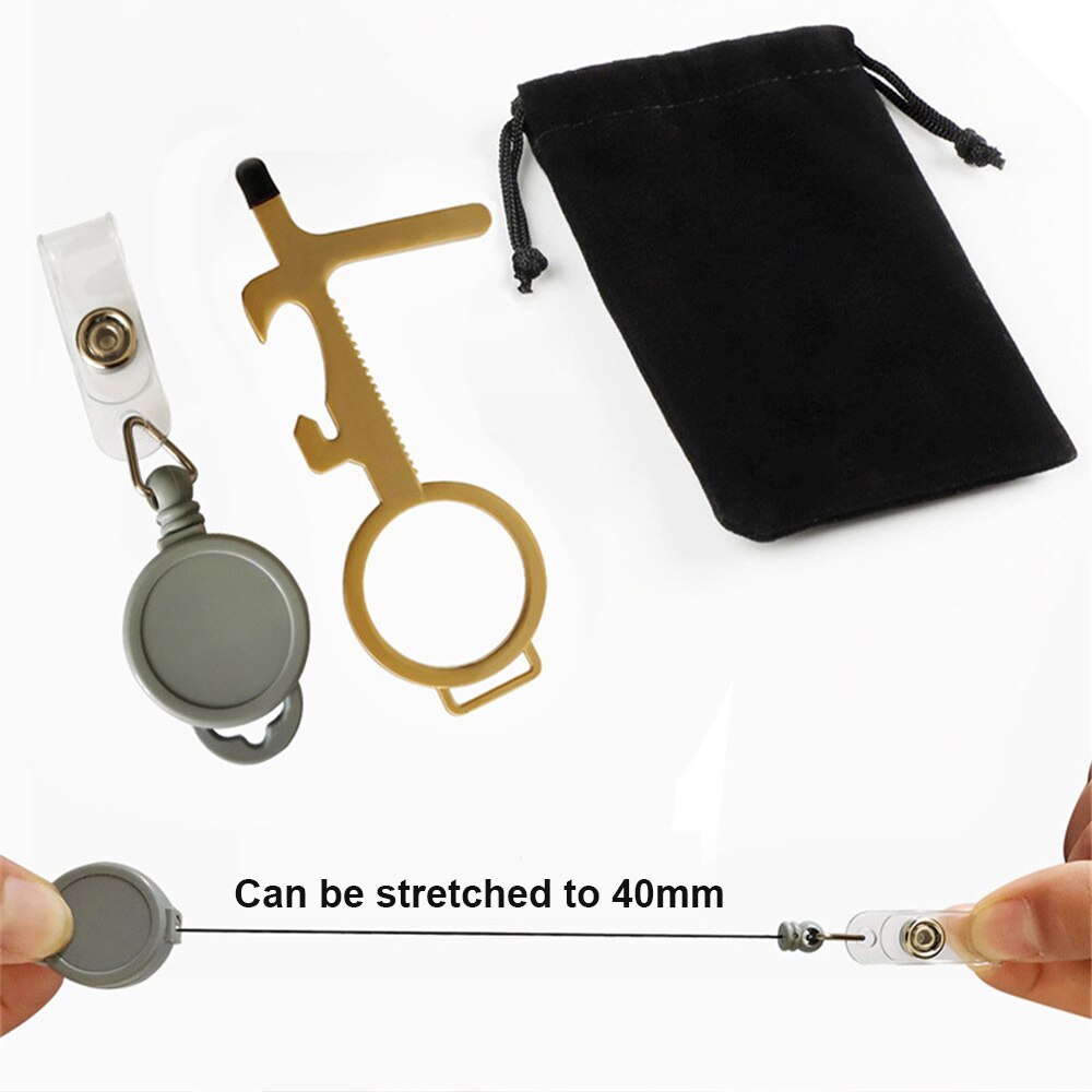 Touch Screen Buttons Edc Door Opener Hygiene Hand Antimicrobial Contactless Press Elevator Tool Portable Door Opener Keychain