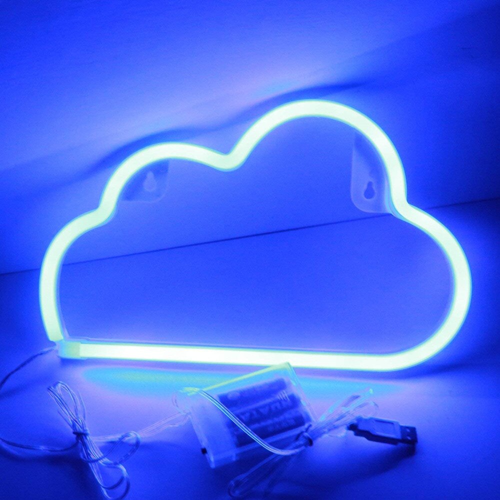 LED Wolke Neon- Zeichen Nachtlicht Kunst Dekorative Lichter Kunststoff Zauberstab Lampe für freundlicher Baby Zimmer Beleuchtung Weihnachten Party: Blau