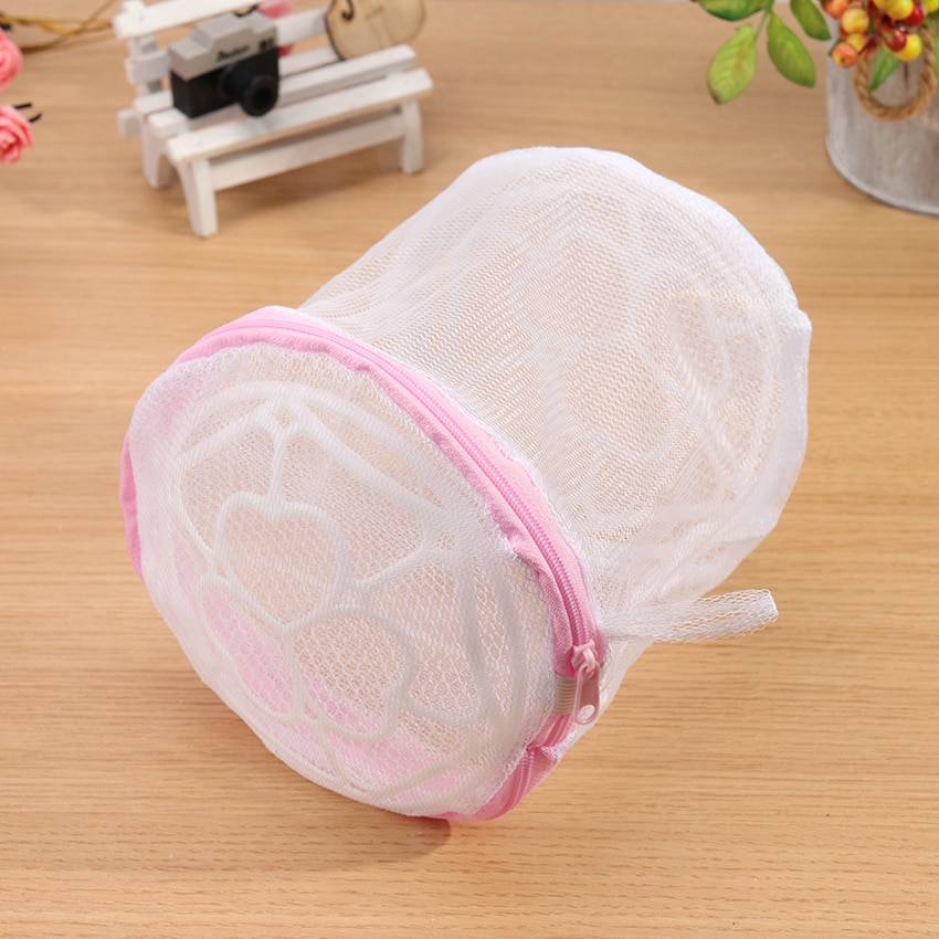 1PC Folding Bra Wash Bag Underwear Bra Sock Washing Clothes Net Mesh Zip Bag Pink Home Woman Bra Laundry Bag 150X175mm