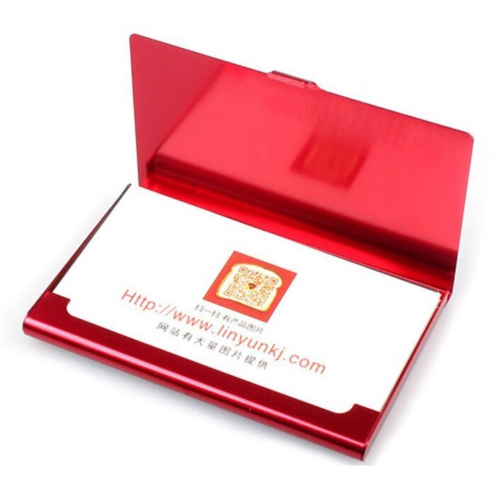 Aluminum Holder Useful Box Cover Credit Business Card Wallet: red