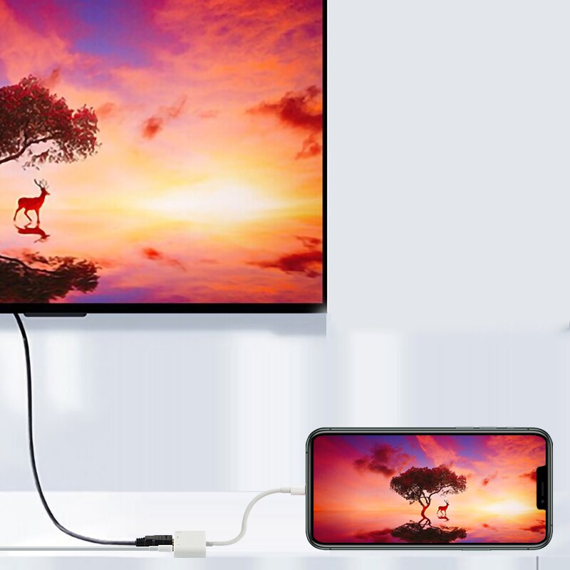 AJIUYU OTG Fulmine a HDMI Convertitore Adattatore USB Della Macchina Fotografica Per il iPhone 6s 7 8 Più di x xs 11 pro max cavo Proiettore mobile TV dock