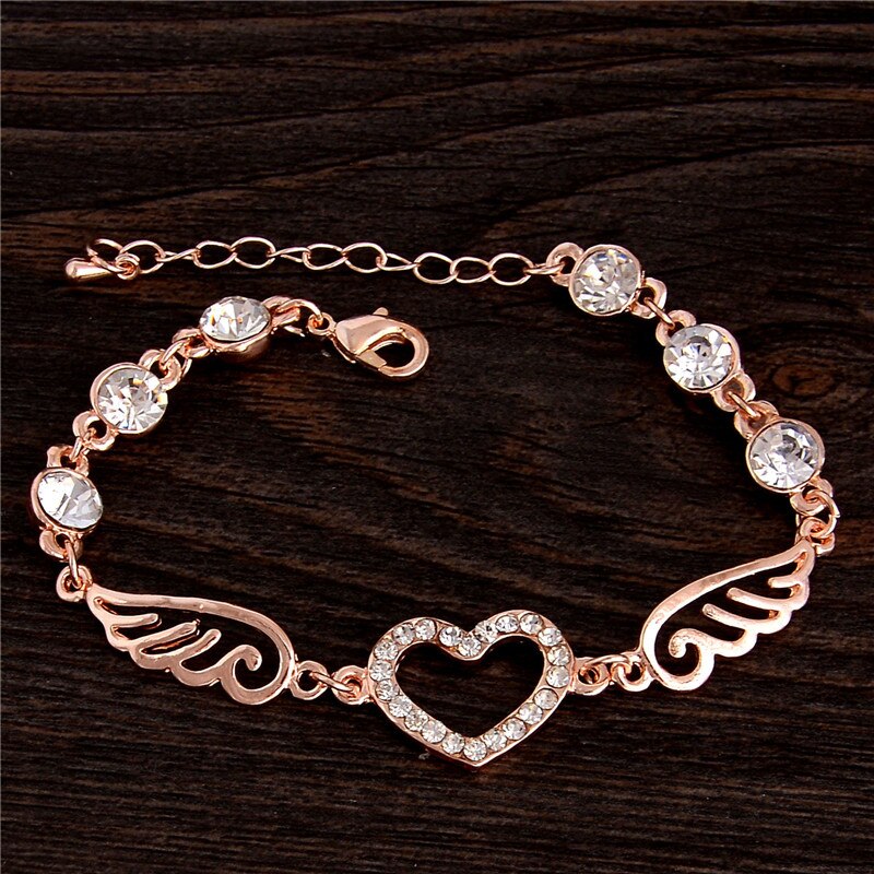 SHUANGR 1pc Rose Goud Kleur Wit Kristallen Vonken Hollow Chain Link Bangle Armband 7 ontwerpen TH358-TH364