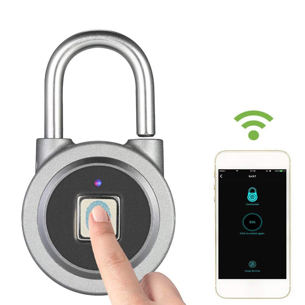 Älykäs riippulukko elektroninen lukko varastoovi turvaovi lukko bluetooth sormenjälki riippulukko