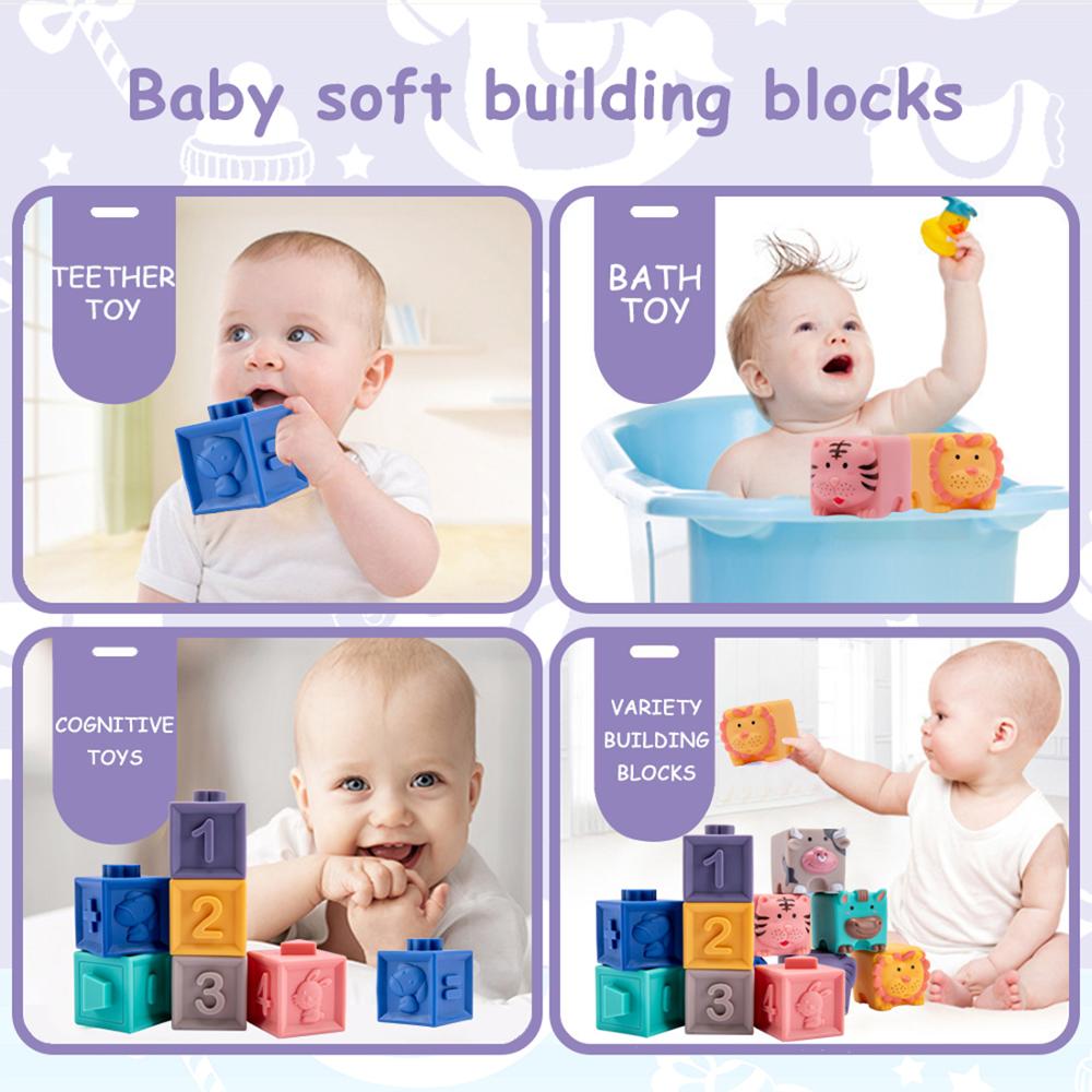 6 stuks /12 stuks/set baby grijp speelgoed siliconen bouw 3d touch handballen baby massage rubber bijtring knijp speelgoed baby speelgoed