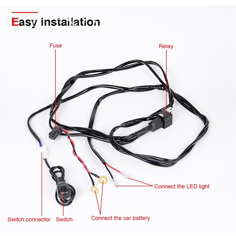Arnés de cableado para Barra de luz LED todoterreno, Kit de interruptor de Cable para 300w, 240w, 200w, 180w, 150w, 120w, 72w, 4, 12, 20, 22, 32, 42 y 52 pulgadas