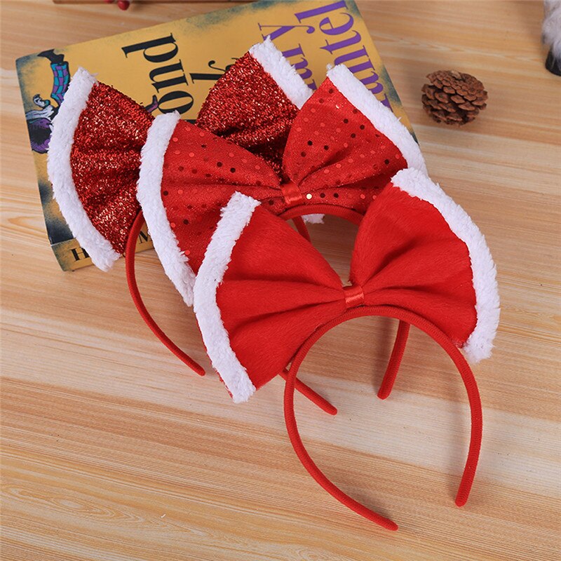 Weihnachten Stirnband Santa Weihnachten freundlicher Erwachsene Hütte Phantasie Kleid Hütte groß Bowknot Doppel Kopf Band Zubehör
