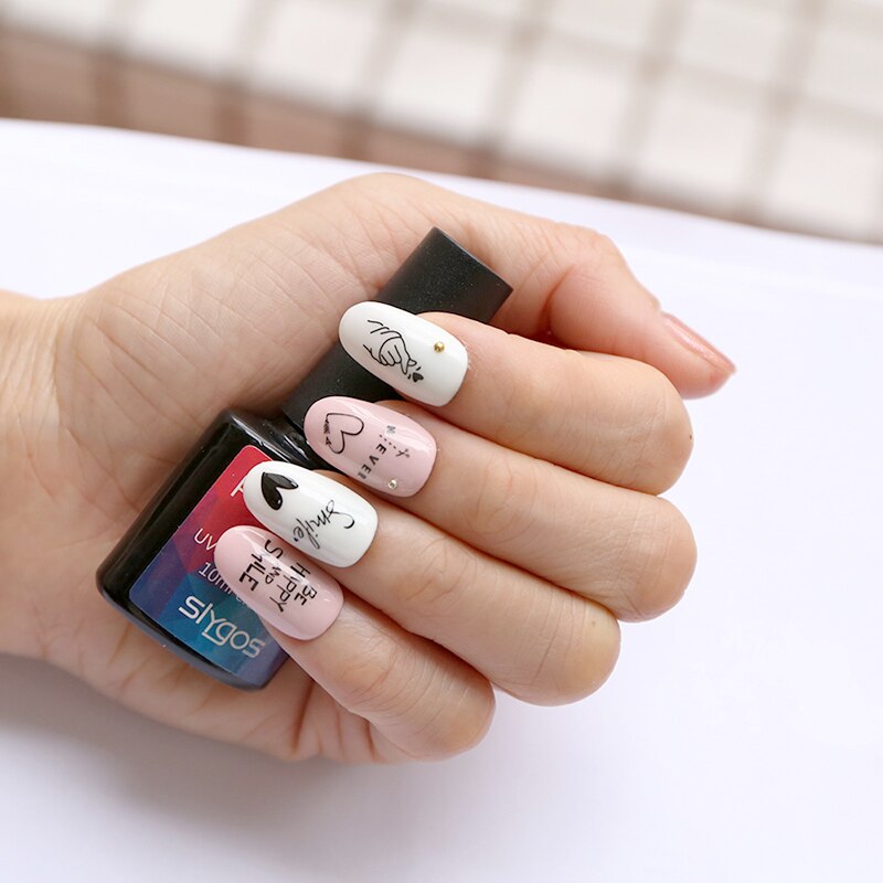 Autocollants 3D auto-adhésifs pour Nail Art, lettres d'amour pour mariage, motif de flèche pour sourire heureux et romantique, pour manucure, 1 pièce
