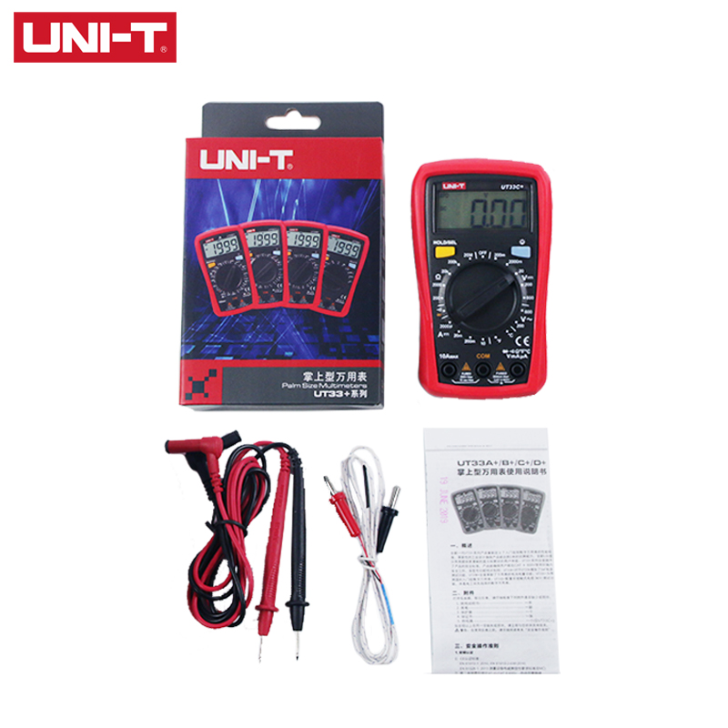 UNI-T UT33A + UT33B + UT33C + UT33D + multimetro digitale AC DC corrente resistenza + 2mF capacità NCV tester con retroilluminazione LCD