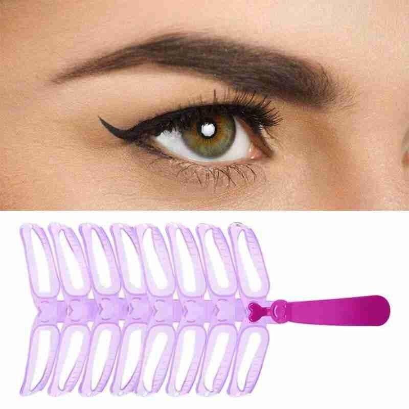 8 in1 Reusable Eyebrow Stencil Set Eyebrow Makeup Tools Aid Eyebrows Thrush Threading Beauty Kit Card Artifact Mold Makeup A1O1