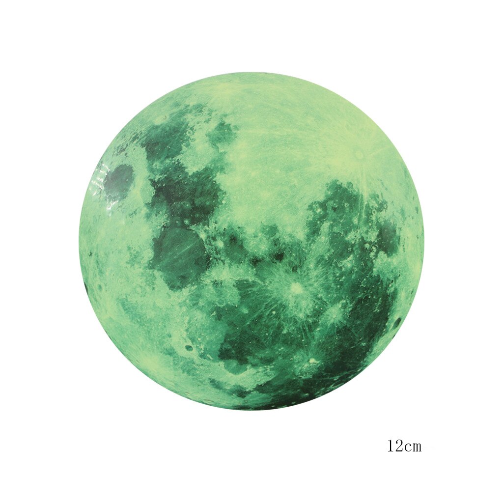 12/20/30cm Luminous Moon 3D Wall Sticker for kids room living room bedroom decoration home decals Glow in the dark Wall Stickers: 12cm