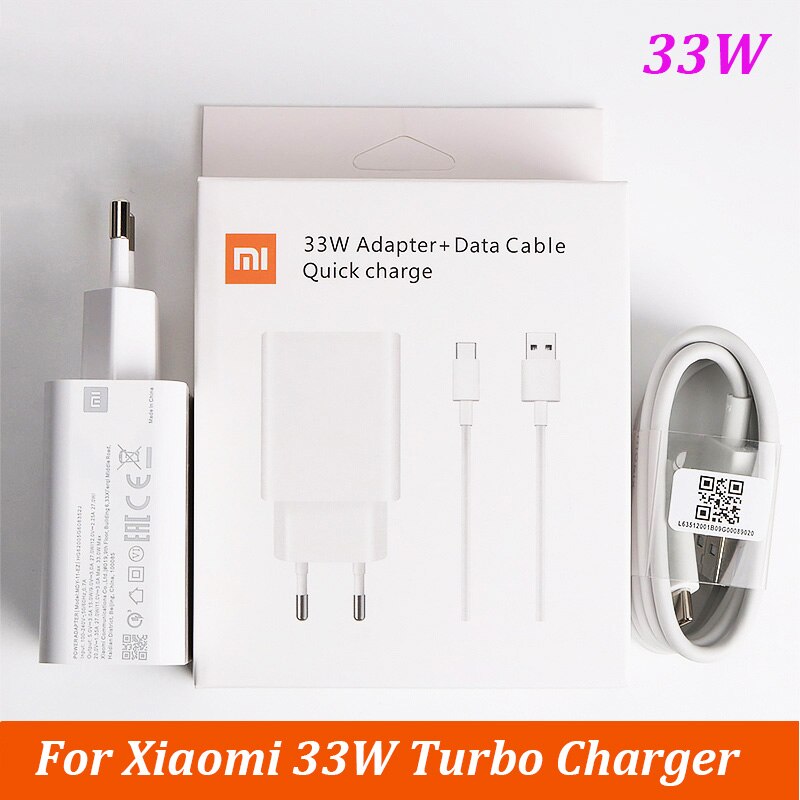 Ładowarka Turbo 33W ue QC4.0 szybka ładowarka 5A typ C kabel do XiaoMi 11 10 10T 9 8 SE 9T pro Redmi uwaga 10 K20 K30 POCO M3