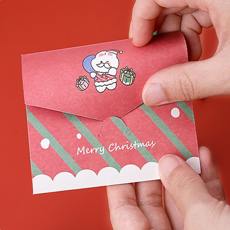 6pcs Christmas series greeting card blessing envelope diy folding message Santa Bunny Elk Gingerbread Man Girl Snowman