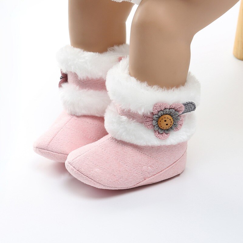 Winter Baby Laarzen Zachte Pluche Bal Laarsjes Voor Baby Meisjes Anti Slip Sneeuw Boot Warm Houden Crib Schoenen 0-18M