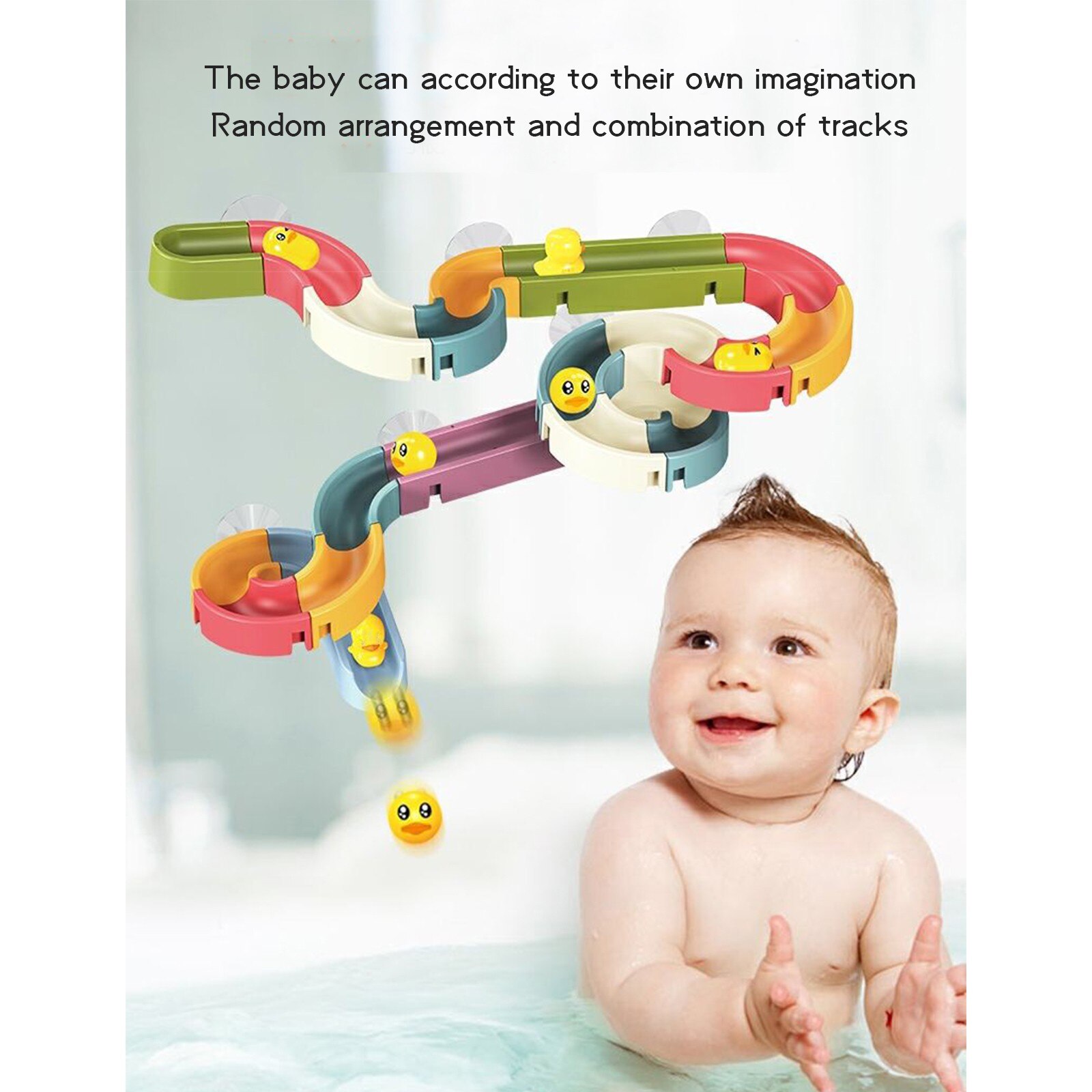 Toys Bath Toys Fun Diy Slide Indoor Waterfalls Track Stick To Wall Bathtub Toy Bathroom Swimming Water Kids 34pcs