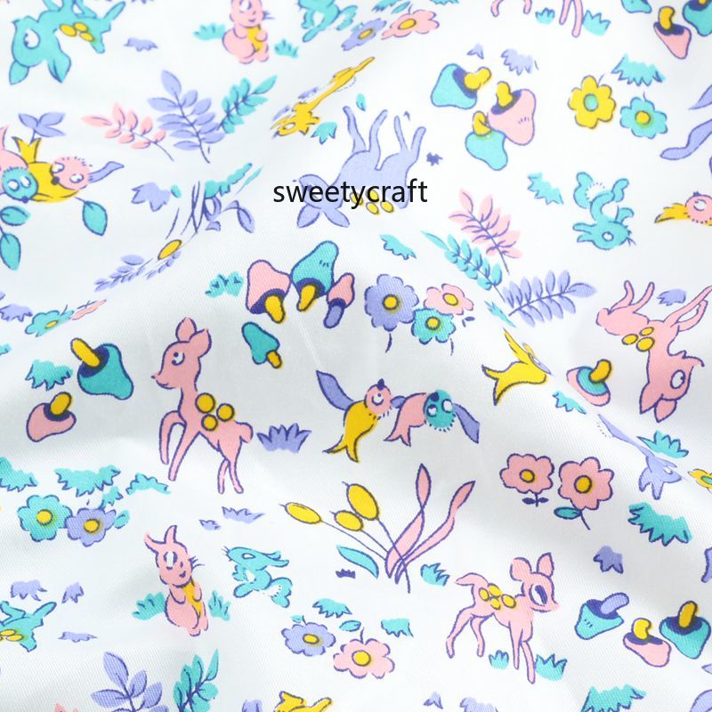 160x50cm cogumelo cervos impressão tecido de algodão por metros tissus retalhos diy costura material bebê vestido cama folha sarja pano
