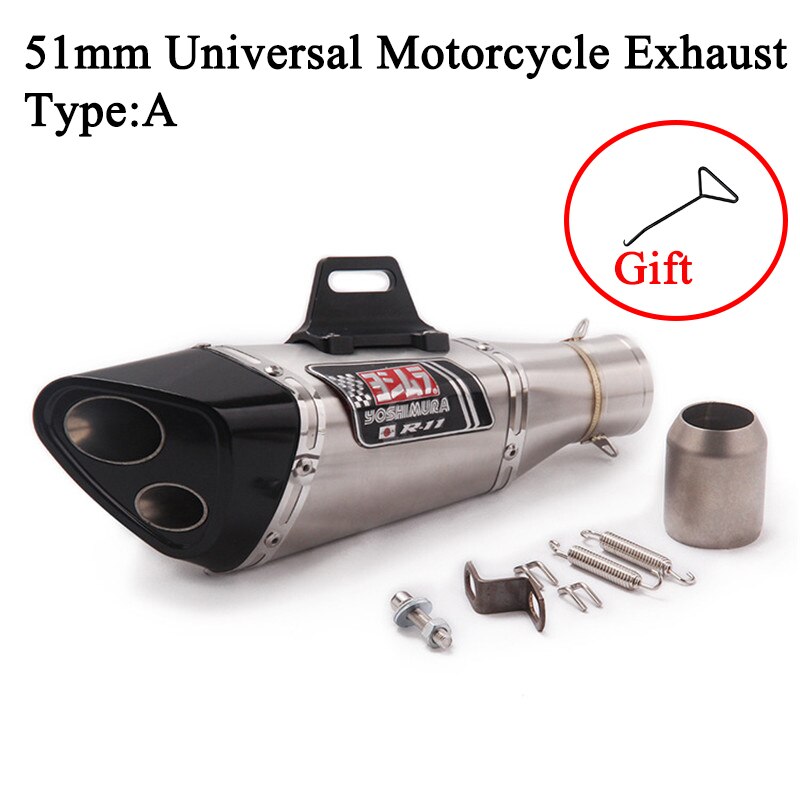 51mm innløp universal motorsykkel eksospotte yoshimura dobbel eksos for  r6 mt09 ninja 400 250 z900 z1000 gsxr 600 r3 s1000rr r1: Klistremerke a