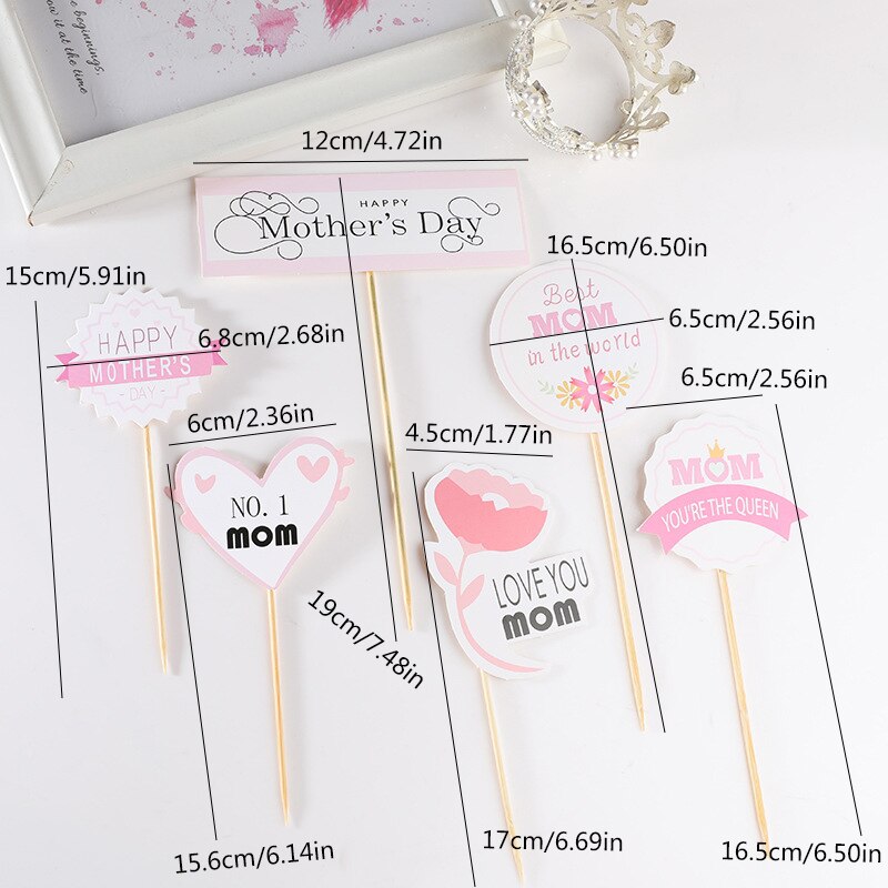 DIY Mother's Day Cake Topper kit Flowers Pink Circle Cake Topper Kit Kids For Mother Birthday Party Cake Decorations