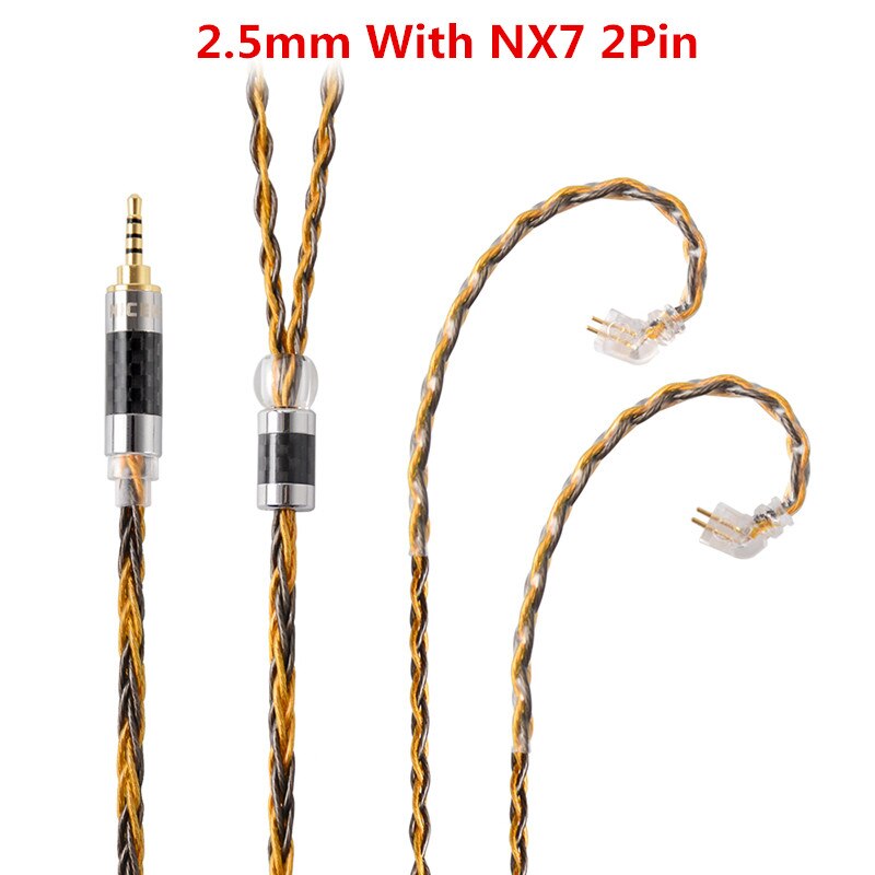 Nicehck  c8-1 8 core verzilverde 2.5/3.5/4.4mm gebalanceerde kabel  to 0.75 0.78 2 pin/mmcx connector hifi upgrade kabel voor  db3 tfz: 2.5 met  nx7 2 pin