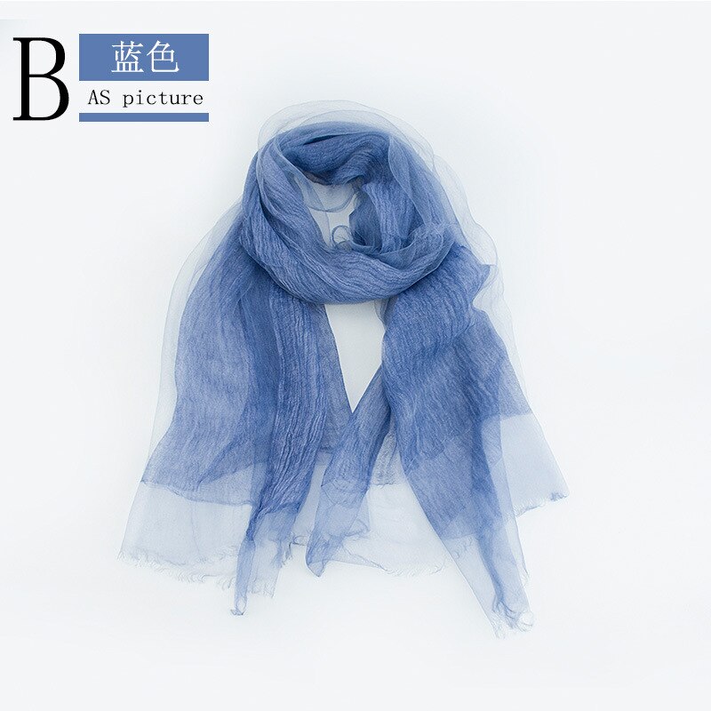 Luxe Solid Real 100% Zijde Zomer Rimpel Sjaal Vrouwen Shawl Lange Soft Wrap