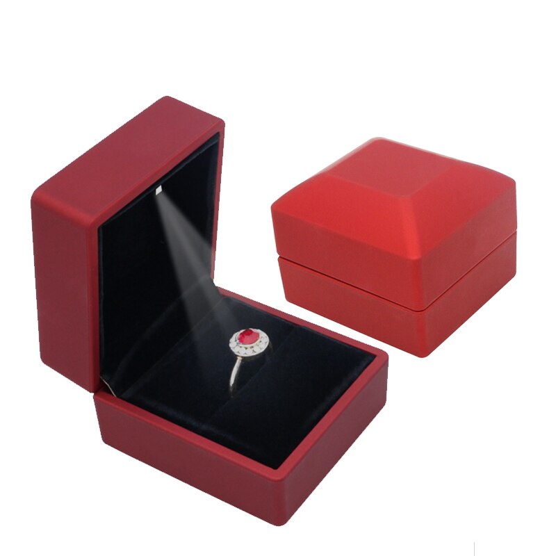 Luz LED Pequeño anillo collar DisplayTravel joyas Cajas de para boda compromiso San Valentín Navidad: Red / Pendant box