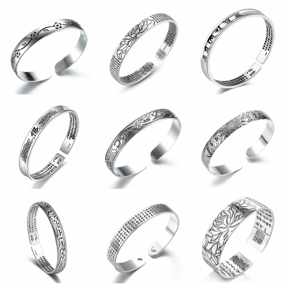 vintage 925 sterling zilver Mannen en vrouwen manchet armband bangles viking indian sieraden Eenvoudige pulseira