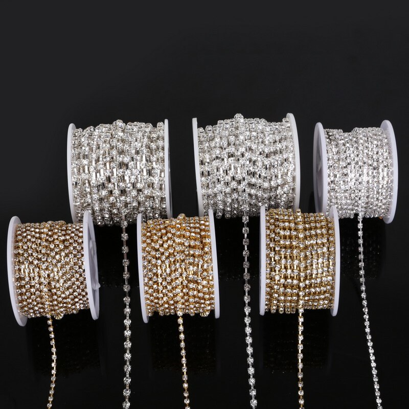 10 yard Transparent Rhinestone For Cloth Applique Chain Bridal Wedding Dress Costume Trim DIY Sewing Accessories Clothes