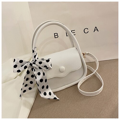 Einfache Kunst Und Weise Frauen Kleine Klappe Schulter Bote Taschen PU Leder Weibliche Bowknot Geldbörse Handtaschen Neue Elegante Damen Telefon Beutel: weiß