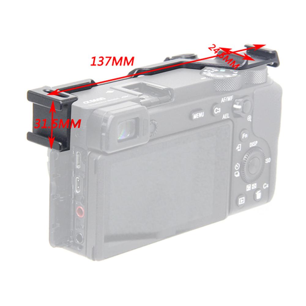 Cold Shoe Relocation Mount for Sony A6300 /A6400 /A6500 SLR Double Coldshoe Extension Mount Adapter for Microphone /Monitor /LCD