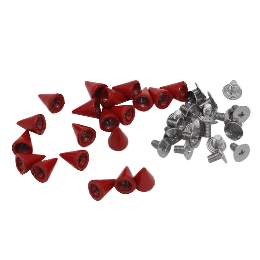 20 Sets 7x10mm Red Cone Screw Metal Studs Leathercrafts Rivet Spikes