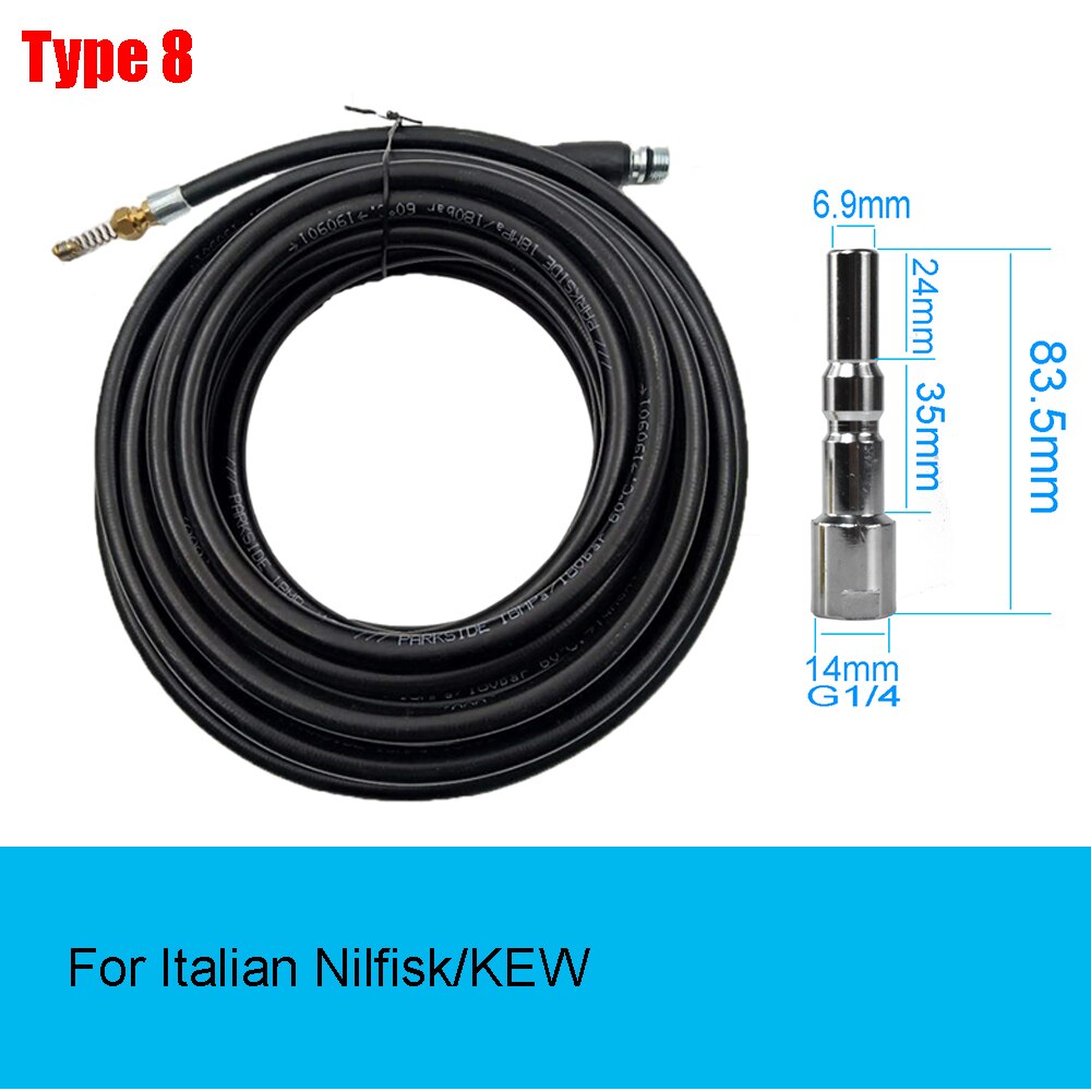 LaLeyenda 6 Meters Sewer Drain Water Extension Hose For Karcher/Nilfisk Gerni Series/Yili/ Aquatak AQT Pressure Washer: type 8