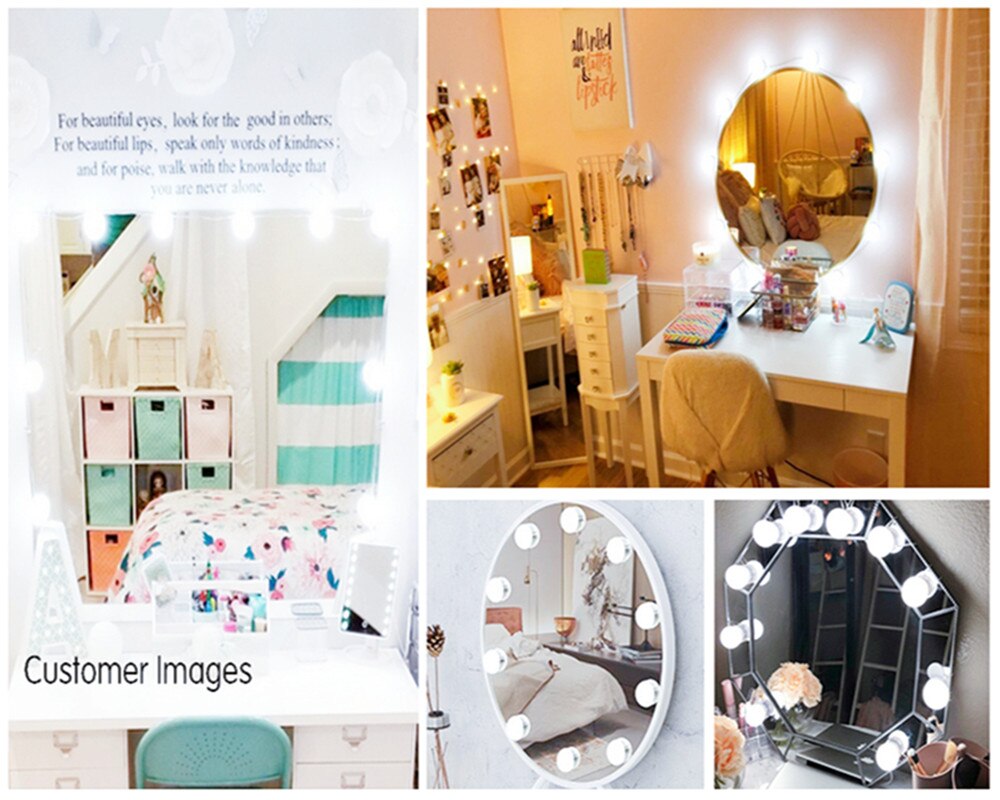 Kit d'ampoules led pour miroir de maquillage à intensité variable, style hollywood, portable, éclairage de vanité, chargement usb, super lumineux