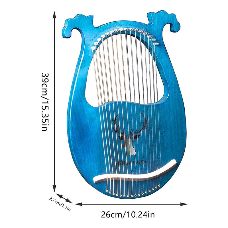 Lier Harp,16 Metalen Snaren Houten Harp Massief Hout Mahonie Lier Harp Met Stemsleutel Voor Muziek Liefhebbers Beginners,Etc