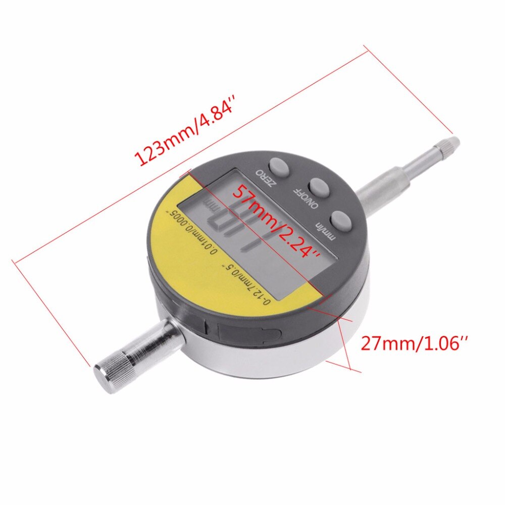 Digital Dial Indicator 0-12.7mm/0.5" Gauge Range 0.01mm/0.0005" Precision Tool