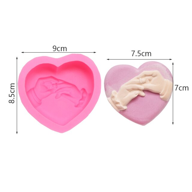 3d Hart Vorm Hand In Hand Handgemaakte Flexibele Siliconen Zeep Mal Zeep Zeep Maken Levert Chocolade Mold Cake Decor: A