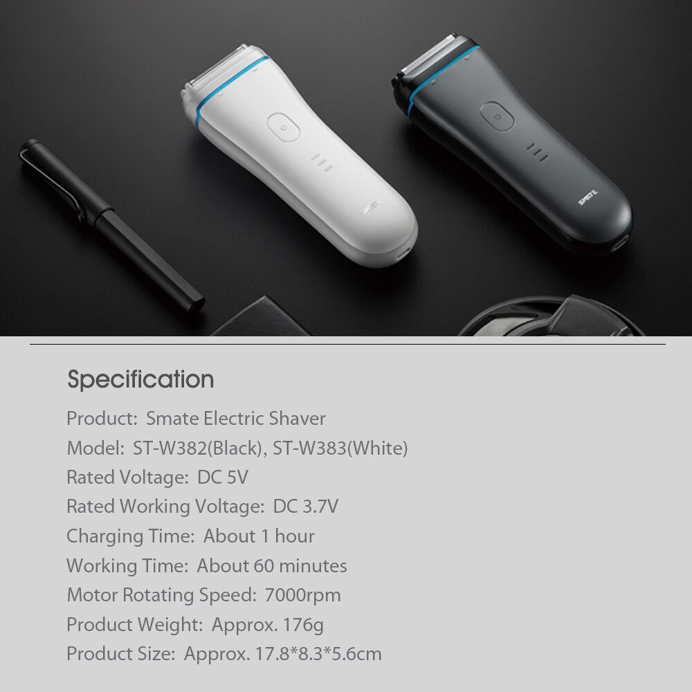Nueva máquina de afeitar eléctrica para SMATE ST-W382, máquina de afeitar portátil para hombres, resistente al agua Afeitadora eléctrica, cabezal cortador magnético para hombre