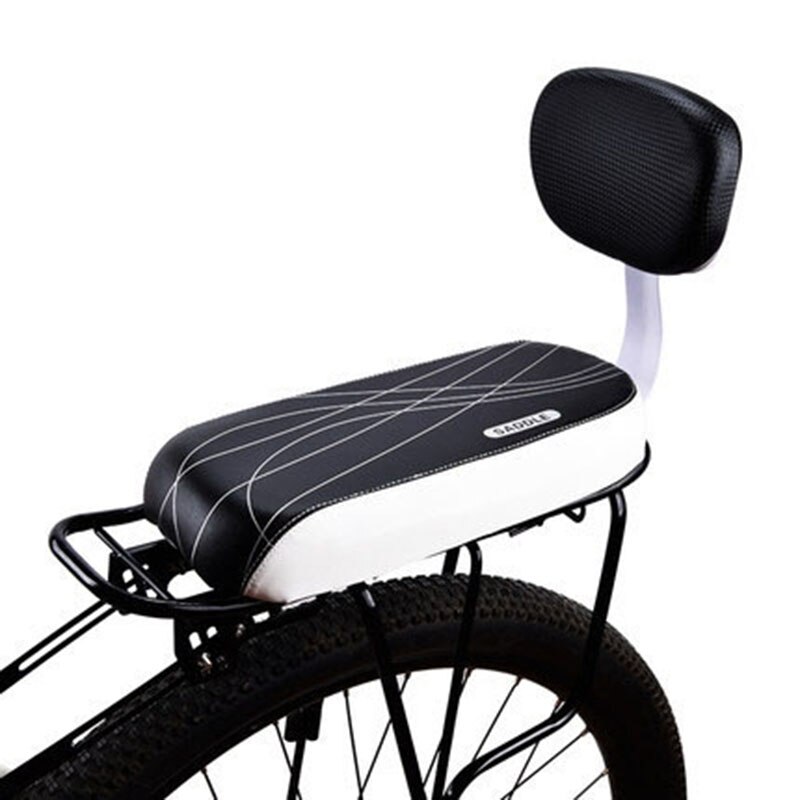 Cykel bagsædepude armlæn fodstøttesæt, barnestol cykel sæde inklusive pude og ryglæn: Sort hvid