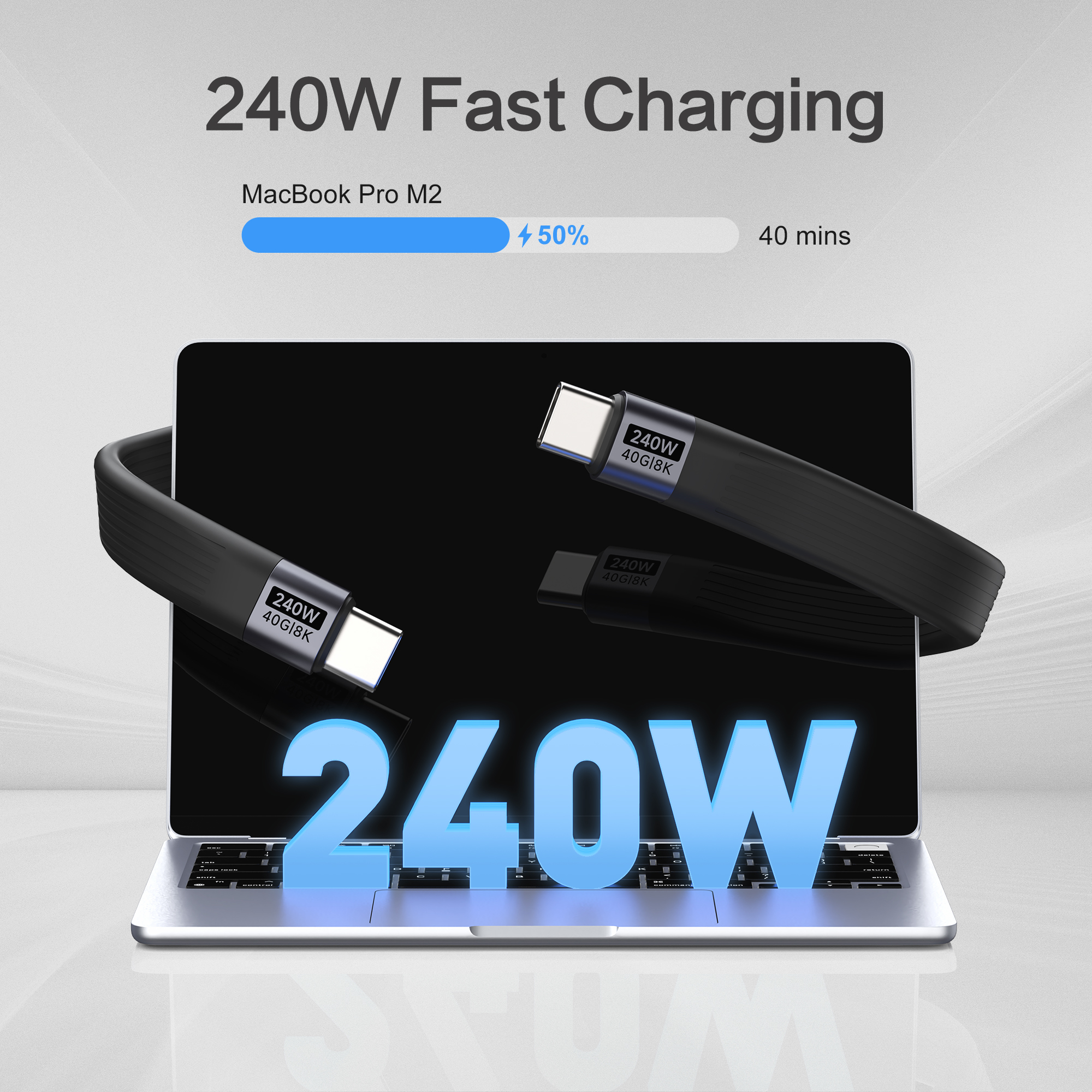 Câble de chargement USB C PD 240W pour iPhone 16, câble USB4, porte-clés Portable, transfert de données 40Gbps, câble Thunderbolt4/3 8K @ 60Hz, Type C