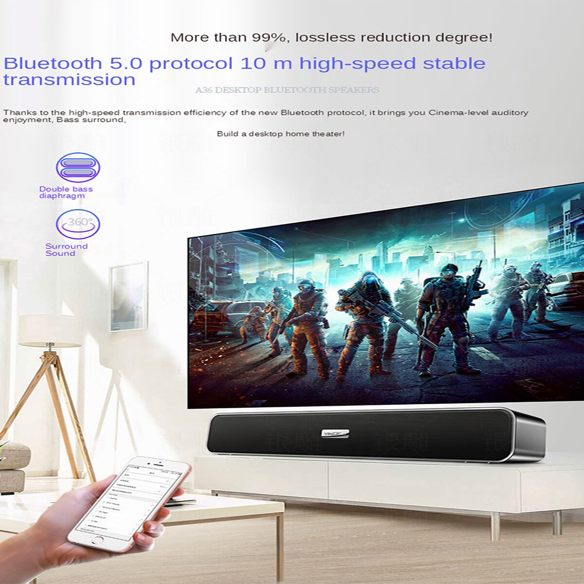 Brand bluetooth sound bar TV speaker bluetooth 5.0 PC cinema auxiliary radio wired wireless home surround sound bar stereo