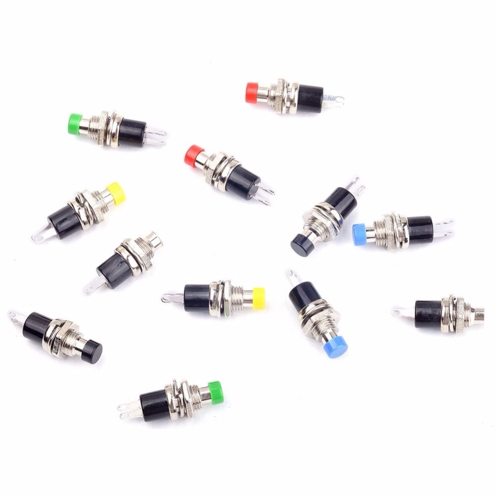 12Pcs 1A 250V AC 2 Pins SPST Momentary Mini Push Button Switch Normal Open (Pack of 12) PBS-110