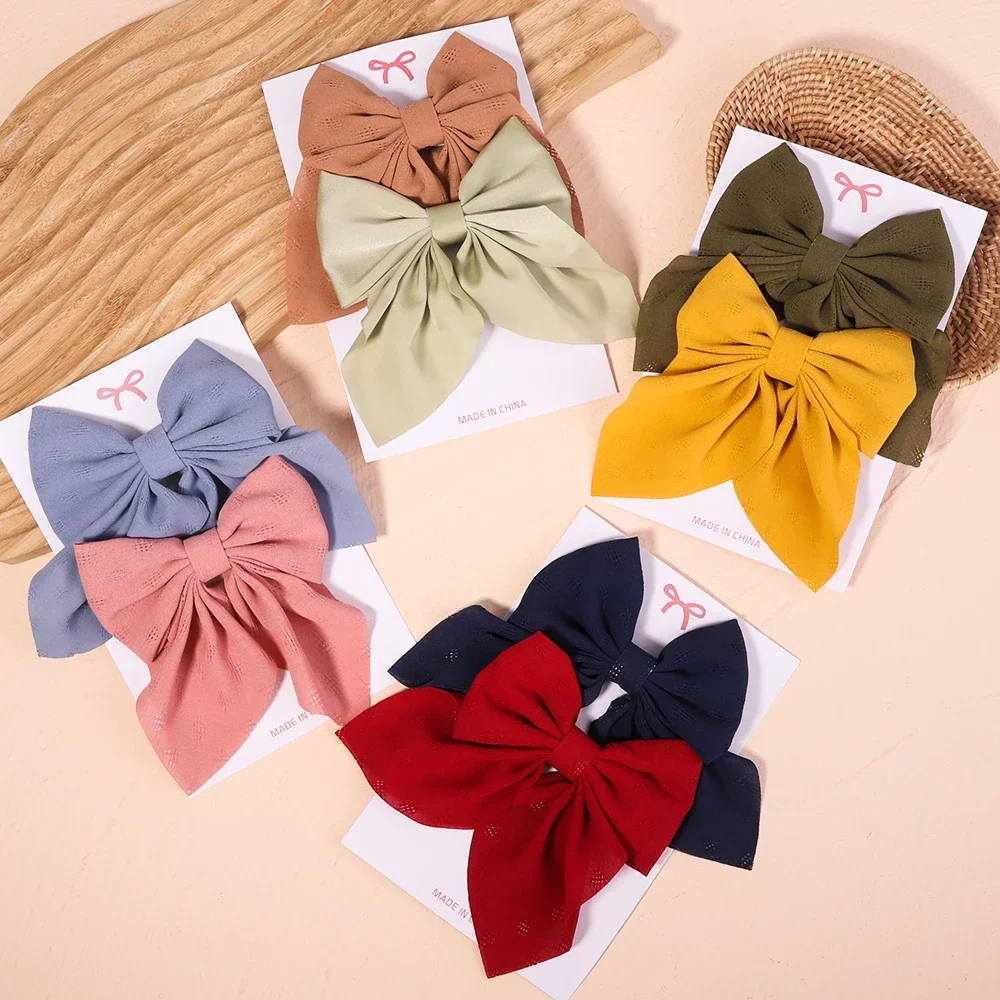 2 unids/set de pinzas para el cabello con lazo liso y dulce para mujeres y niñas, horquillas con lazo, pasadores hechos a mano, accesorios para el cabello,