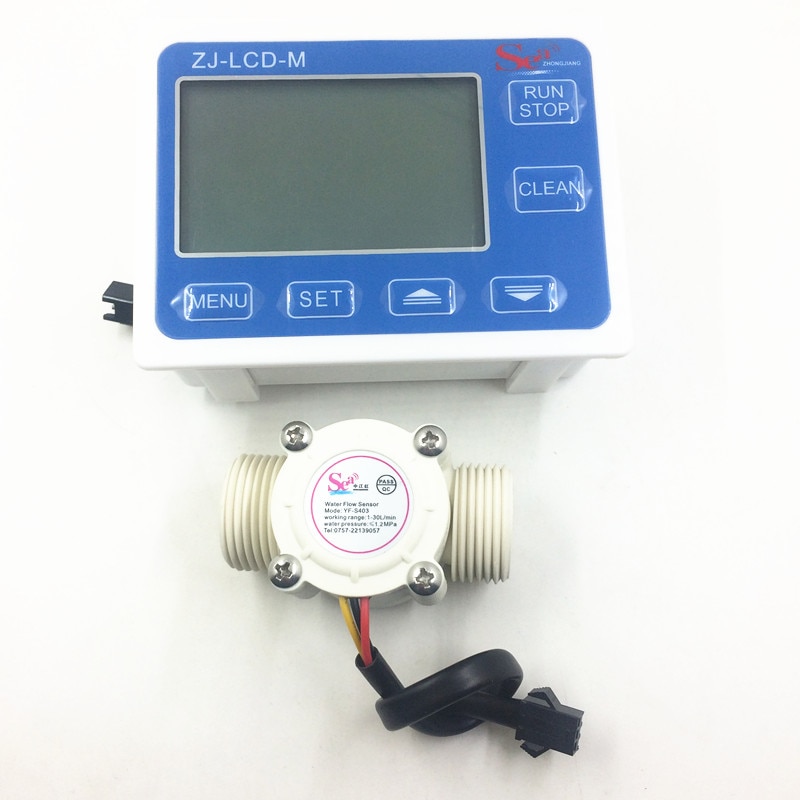 Flödesmätare ssensor vatten bränsle flödesmätare räknare indikator simbassäng 1-30l/ min  g3/4 dn20 +  lcd flödesregulator
