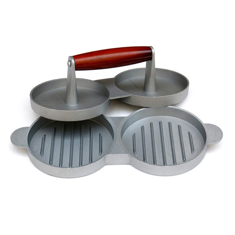 TEENRA Round Shape Hamburger Press Aluminum Alloy Burger Patty Maker Non-stick Hamburger Meat Beef Grill Press Kitchen Meat Tool: Default Title