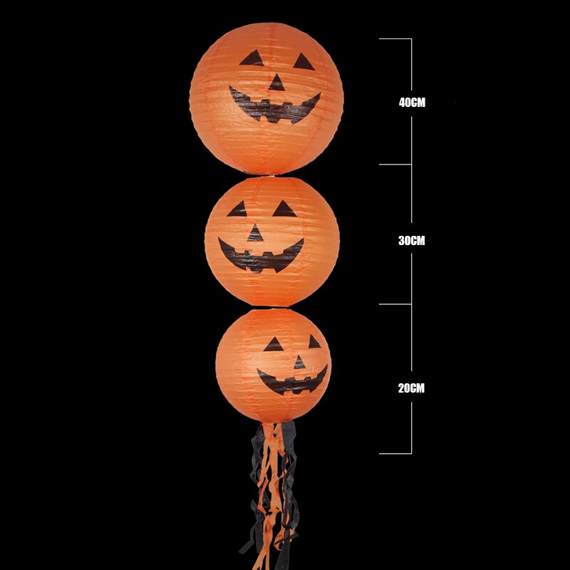 20/30/40cm Festival DIY Decoration Lantern Halloween Paper Pumpkin Hanging Lantern Party Decor Create Horror Atmosphere