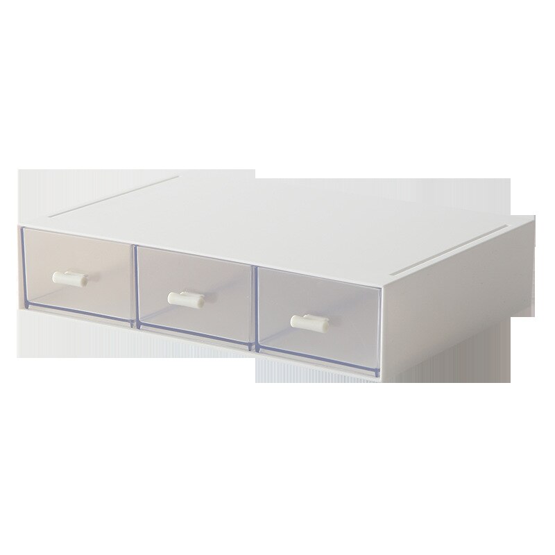 Storage Box Organizer Office Desk Stationery Box Free Combination Can Stack 3 layer Large Capacity Cosmetic Desktop Storage Box: White / 2
