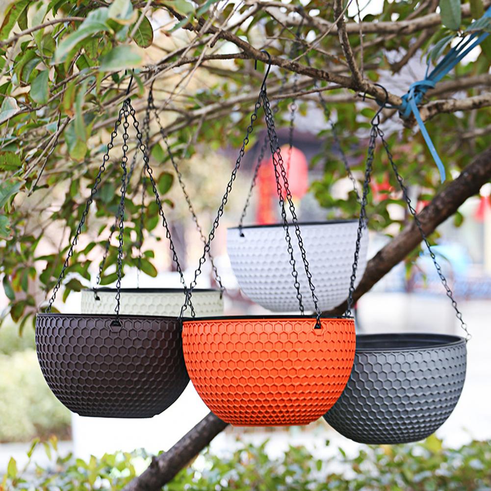 Beau pot de fleur extérieur en résine étanche, panier de plantes, auto-absorption d'eau, 3 Tan