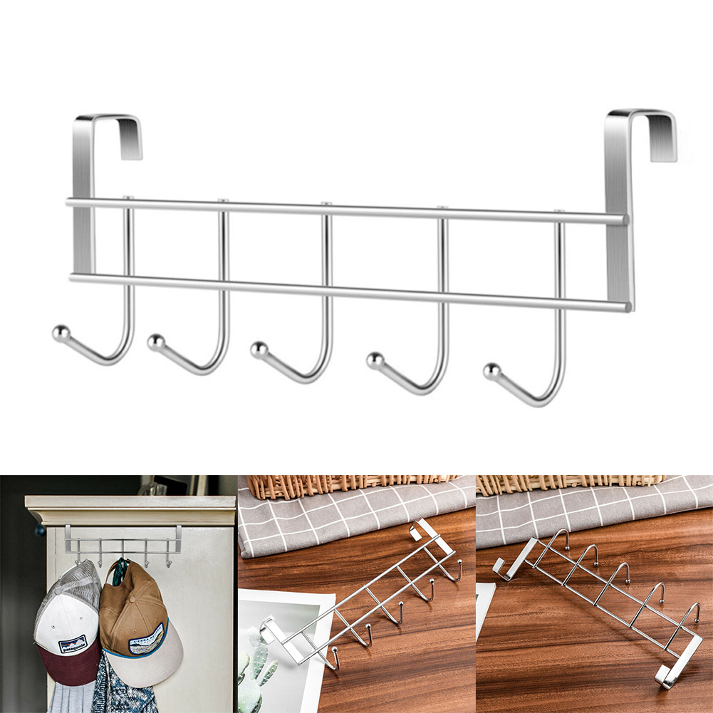 5 Hooks Bathroom Clothes Towel Hooks Storage Holder Wall Hanging Organizer Storage Holder Door Hanger Clothes Hanging Rack