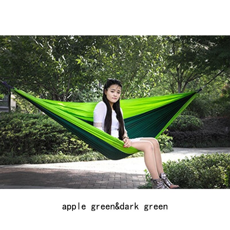 Parachute double hammock hanging bed Nylon durable ultra-light Sleeping Bed Swing Outdoor Camping tent Travel 2 Persons 2.7x1.4m: applegreen green