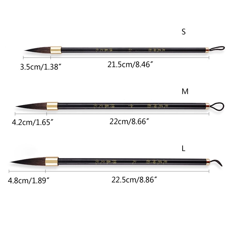 Beginner Chinese Brush Calligraphy Brush Pen Small Medium Large Fit for Kids Small Script Calligraphy Copybook Writing D5QC
