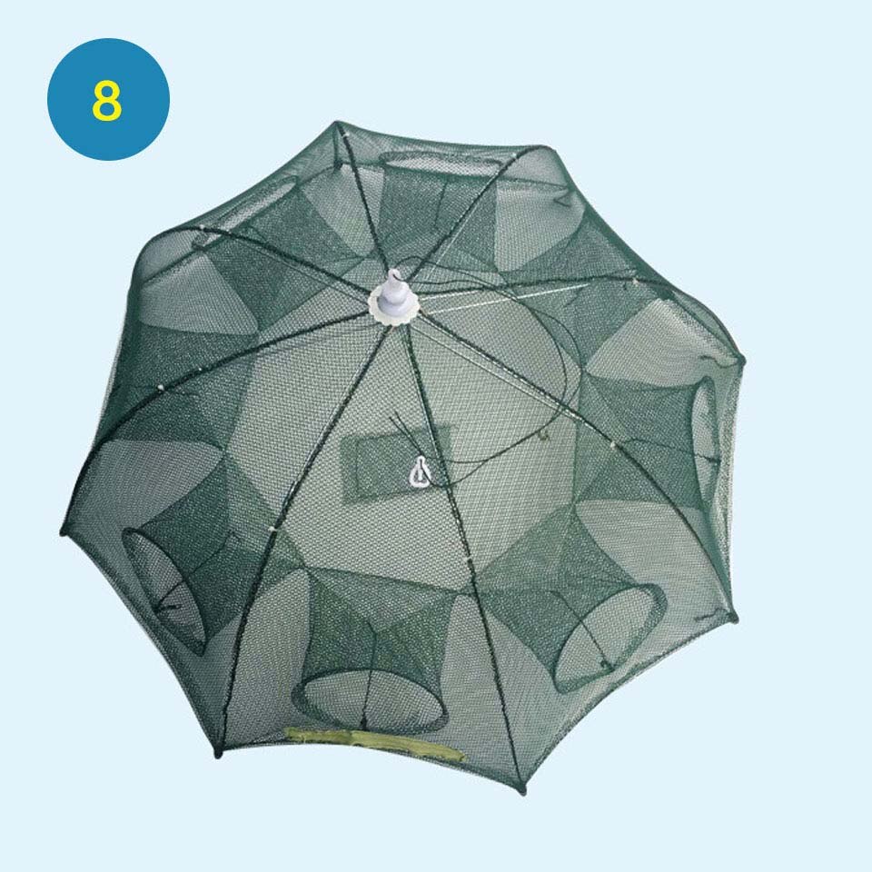 WALK FISH Strengthened 4-16 Holes Automatic Fishing Net Shrimp Cage Nylon Foldable Crab Fish Trap Cast Net Cast Folding Fishing: 8 Sides 8 Holes